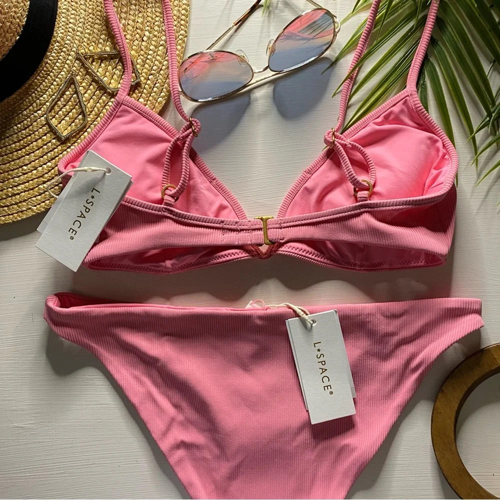 L*Space 🩷 V-Wire Helena Bralette Bikini Top | Camacho Classic Bottom in Guava